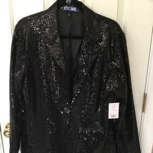 Lightweight Black Sequin Blazer, NWT, XL